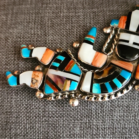 **π΄ON HOLD!π΄** Large Vintage Native American Zuni Inlay Rainbow Man Pin π - Picture 4 of 9